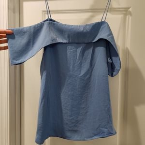Blue cold shoulder top